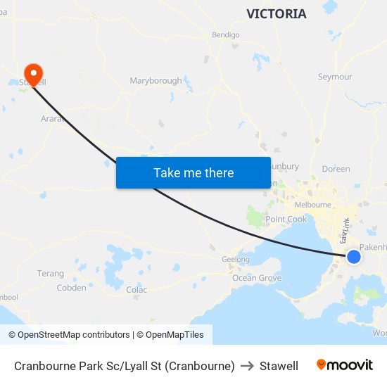 Cranbourne Park Sc/Lyall St (Cranbourne) to Stawell map