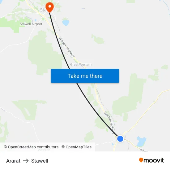 Ararat to Stawell map