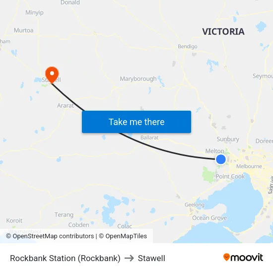 Rockbank Station to Stawell map