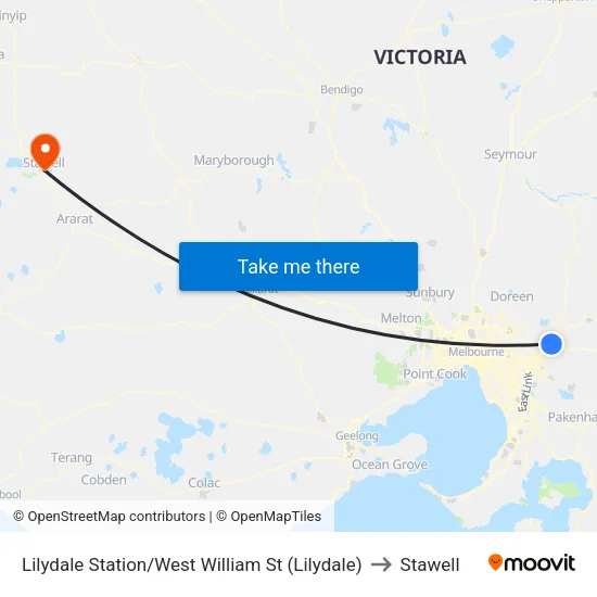 Lilydale Station/West William St to Stawell map