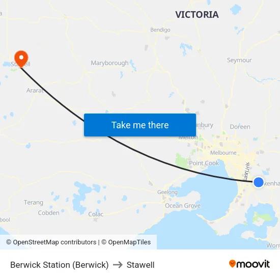Berwick Station to Stawell map