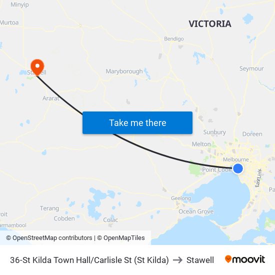 36-St Kilda Town Hall/Carlisle St (St Kilda) to Stawell map