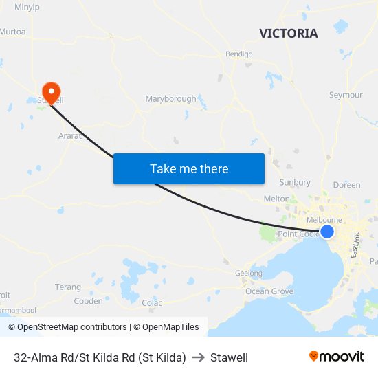 32-Alma Rd/St Kilda Rd (St Kilda) to Stawell map