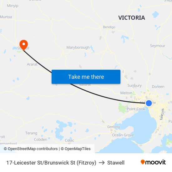 17-Leicester St/Brunswick St (Fitzroy) to Stawell map