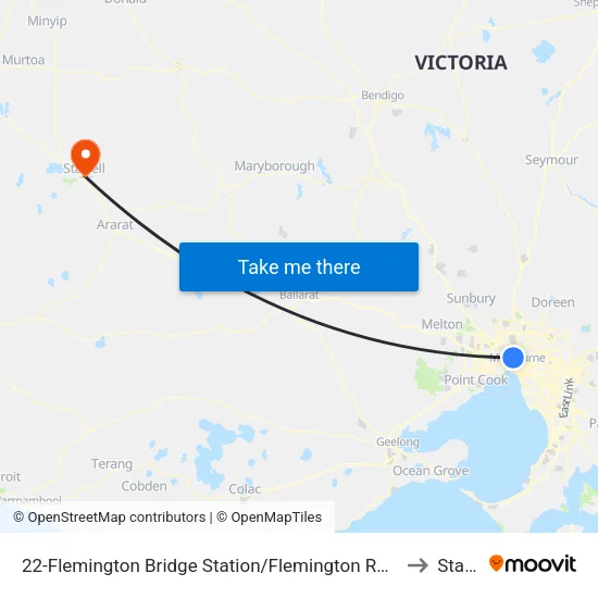 Flemington Bridge Station/Flemington Rd #22 to Stawell map