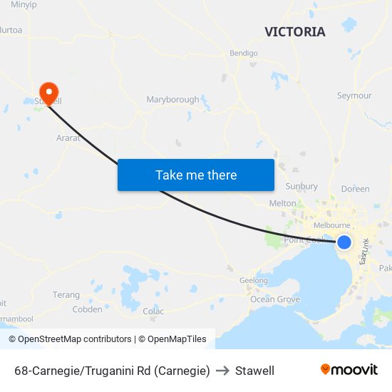 68-Carnegie/Truganini Rd (Carnegie) to Stawell map