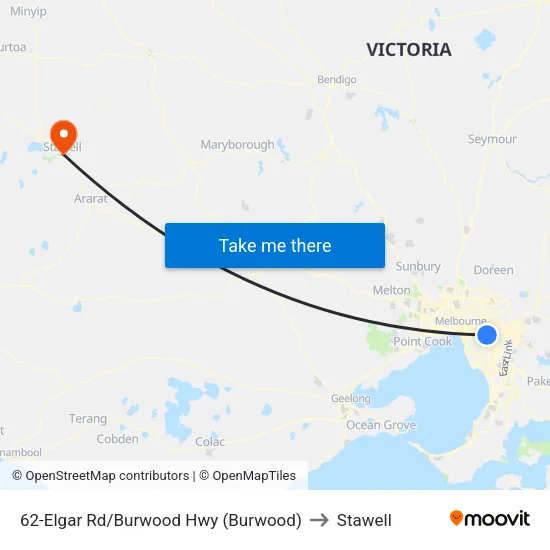 Elgar Rd/Burwood Hwy #62 to Stawell map