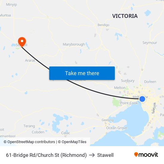 61-Bridge Rd/Church St (Richmond) to Stawell map