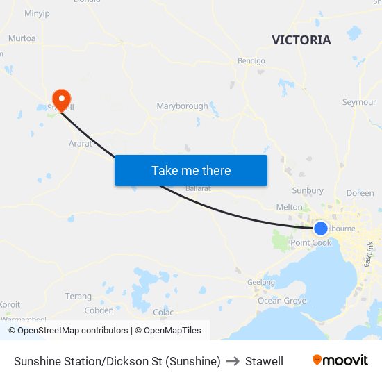 Sunshine Station/Dickson St (Sunshine) to Stawell map