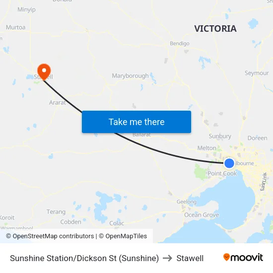 Sunshine Station/Dickson St to Stawell map