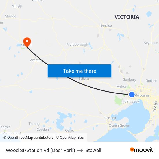 Wood St/Station Rd (Deer Park) to Stawell map