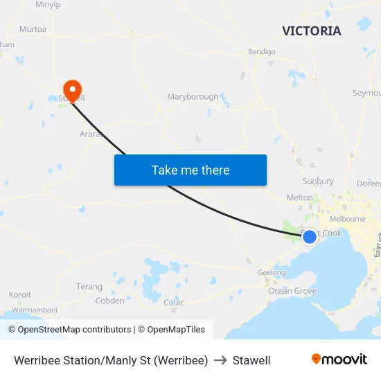 Werribee Station/Manly St to Stawell map