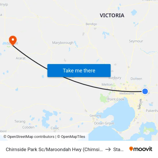 Chirnside Park Sc/Maroondah Hwy to Stawell map