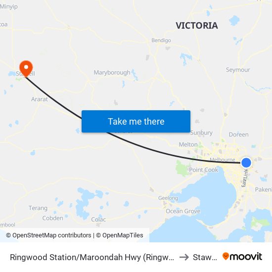 Ringwood Station/Maroondah Hwy (Ringwood) to Stawell map