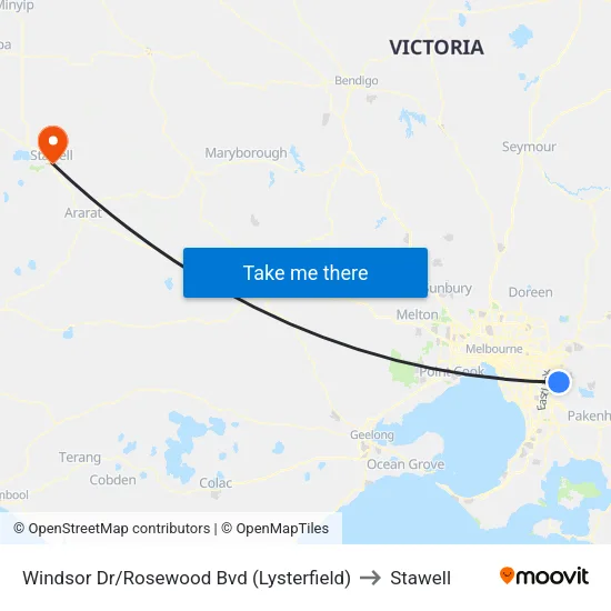 Windsor Dr/Rosewood Bvd to Stawell map