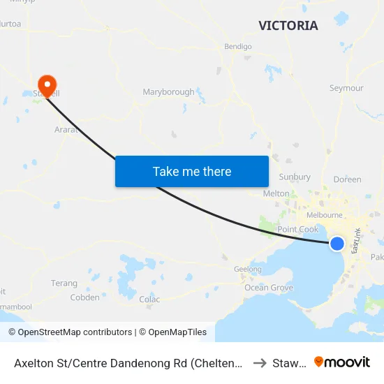 Axelton St/Centre Dandenong Rd to Stawell map