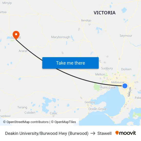 Deakin University/Burwood Hwy to Stawell map