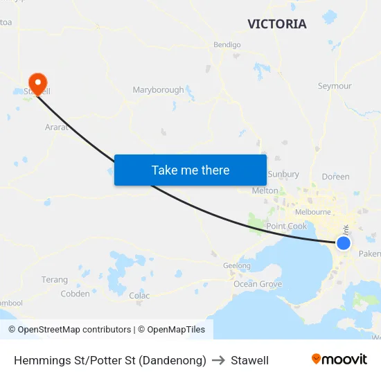 Hemmings St/Potter St to Stawell map
