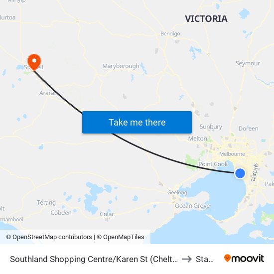 Southland Shopping Centre/Karen St (Cheltenham) to Stawell map