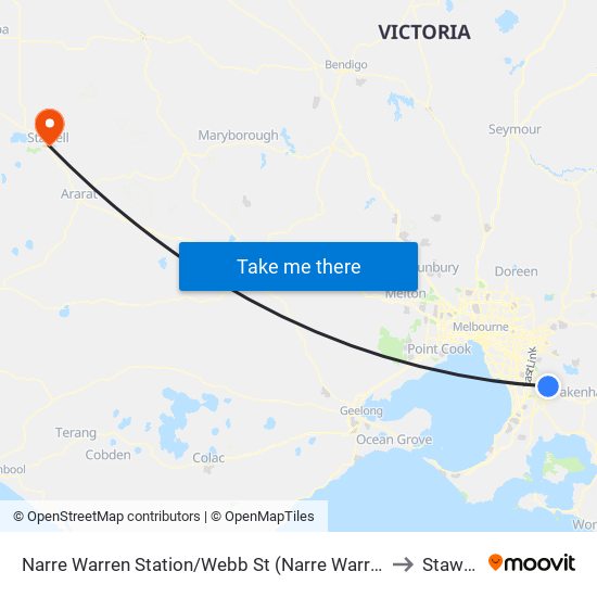 Narre Warren Station/Webb St (Narre Warren) to Stawell map