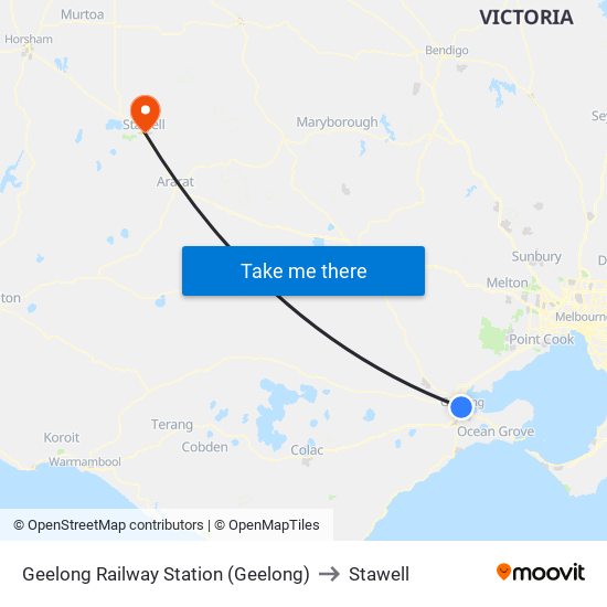 Geelong Railway Station (Geelong) to Stawell map