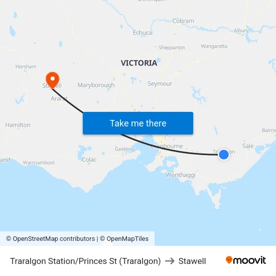Traralgon Station/Princes St to Stawell map