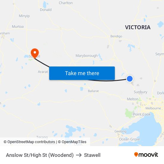 Anslow St/High St (Woodend) to Stawell map