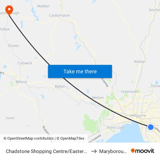 Chadstone Shopping Centre/Eastern Access Rd (Malvern East) to Maryborough, Victoria map