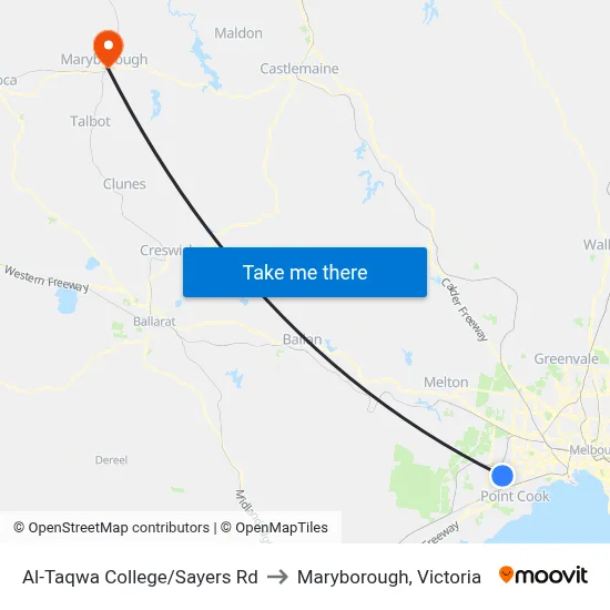 Al-Taqwa College/Sayers Rd to Maryborough, Victoria map