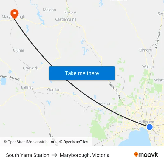 South Yarra Station to Maryborough, Victoria map