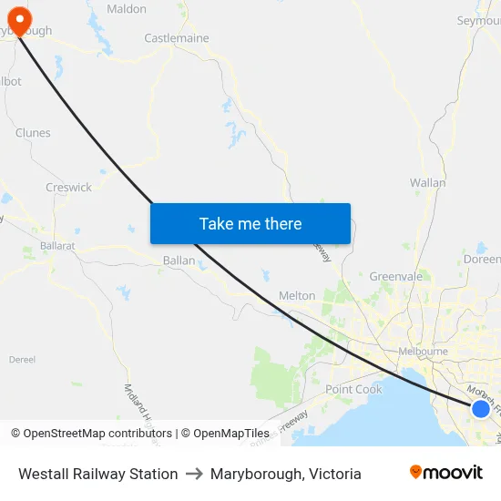 Westall Railway Station to Maryborough, Victoria map