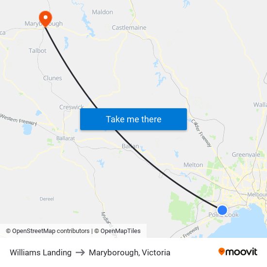 Williams Landing to Maryborough, Victoria map