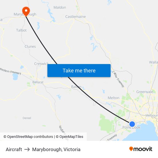 Aircraft to Maryborough, Victoria map