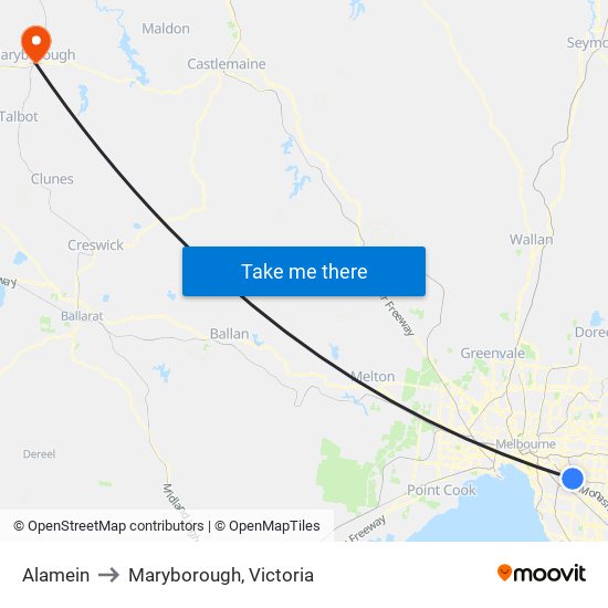 Alamein to Maryborough, Victoria map