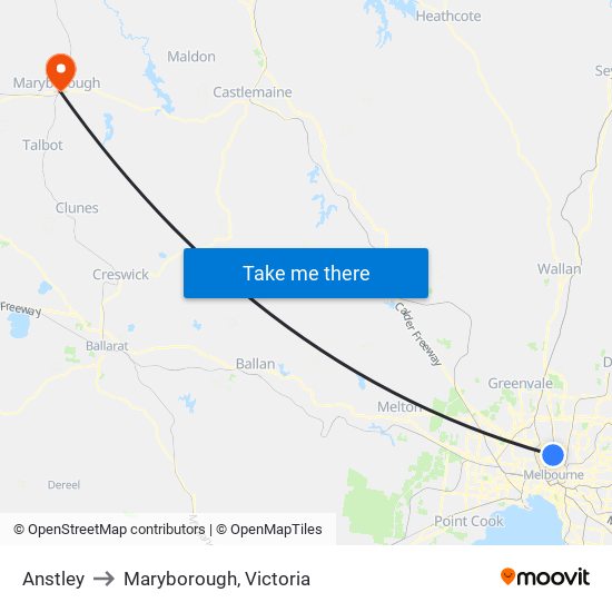 Anstley to Maryborough, Victoria map