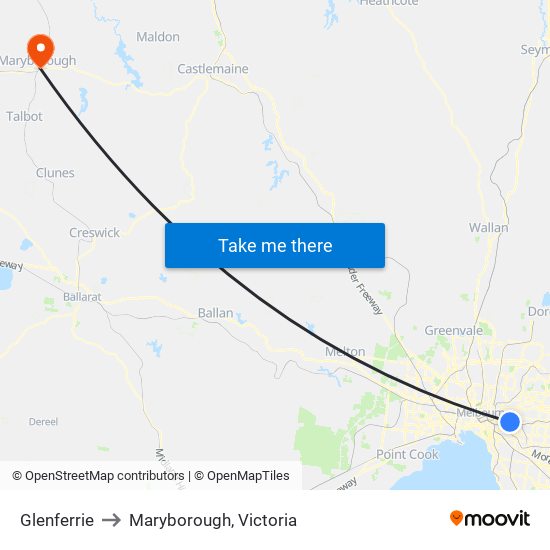 Glenferrie to Maryborough, Victoria map
