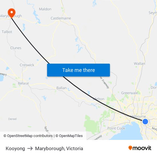 Kooyong to Maryborough, Victoria map