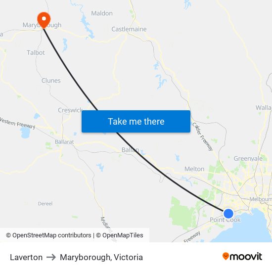Laverton to Maryborough, Victoria map