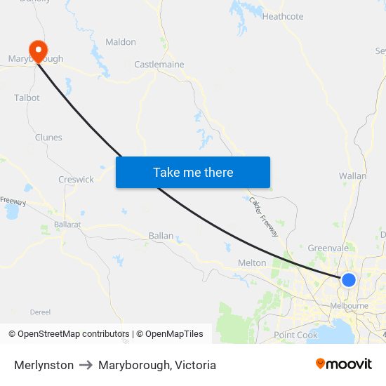 Merlynston to Maryborough, Victoria map