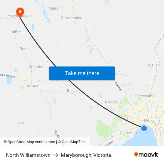 North Williamstown to Maryborough, Victoria map