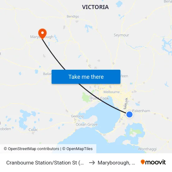 Cranbourne Station/Station St to Maryborough, Victoria map