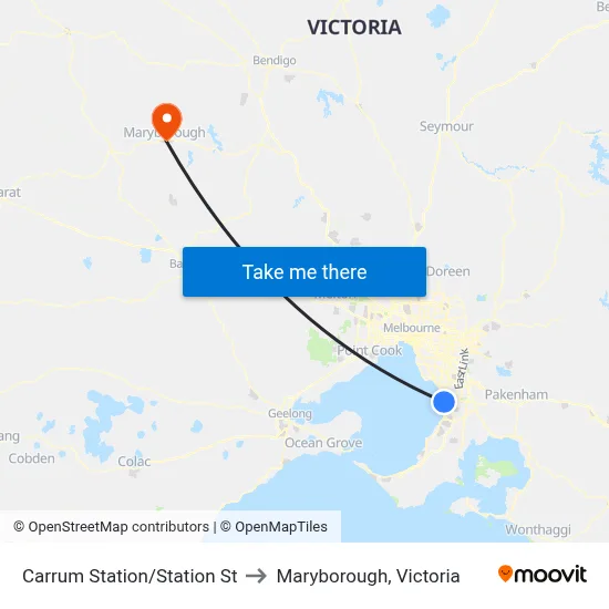 Carrum Station/Station St to Maryborough, Victoria map