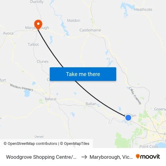 Woodgrove Shopping Centre/High St to Maryborough, Victoria map