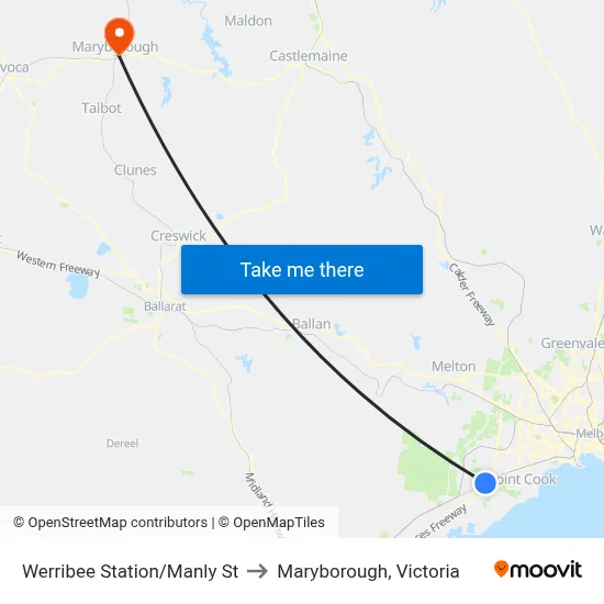 Werribee Station/Manly St to Maryborough, Victoria map