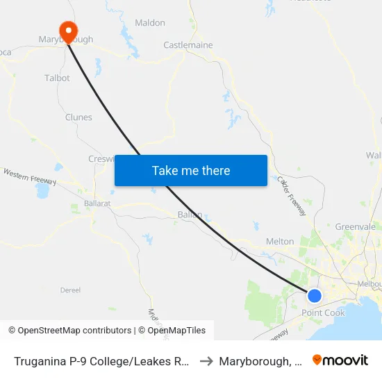 Truganina P-9 College/Leakes Rd to Maryborough, Victoria map