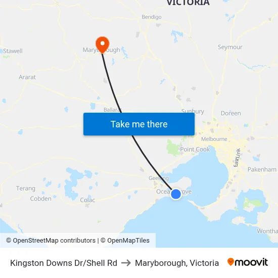 Kingston Downs Dr/Shell Rd to Maryborough, Victoria map