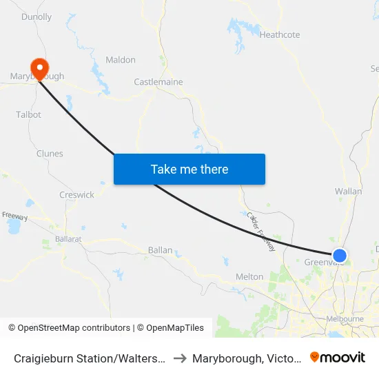 Craigieburn Station/Walters St to Maryborough, Victoria map