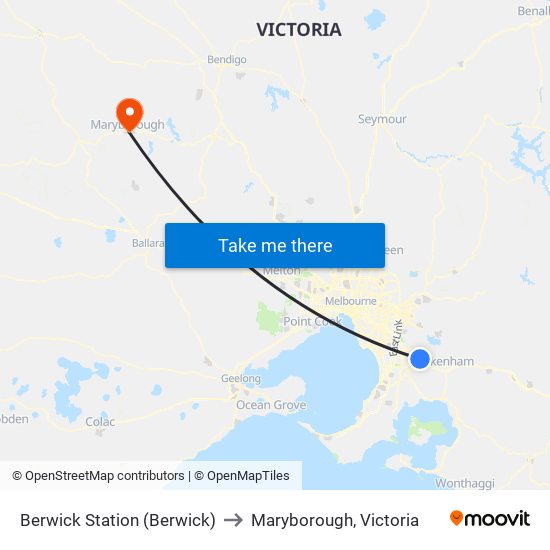 Berwick Station (Berwick) to Maryborough, Victoria map