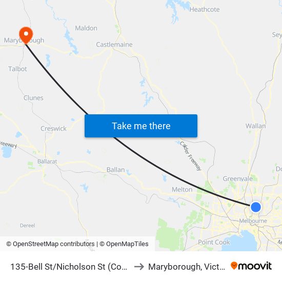 135-Bell St/Nicholson St (Coburg) to Maryborough, Victoria map