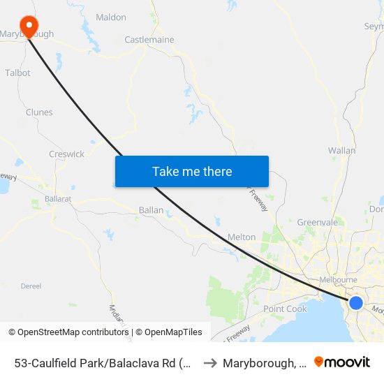 53-Caulfield Park/Balaclava Rd (Caulfield North) to Maryborough, Victoria map